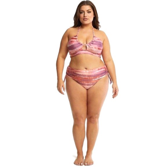 TIME TRU 3X Women 24W-26W Clay Brick Tie Dye Tassel Low Rise Bikini BOTTOM NEW - Picture 8 of 8